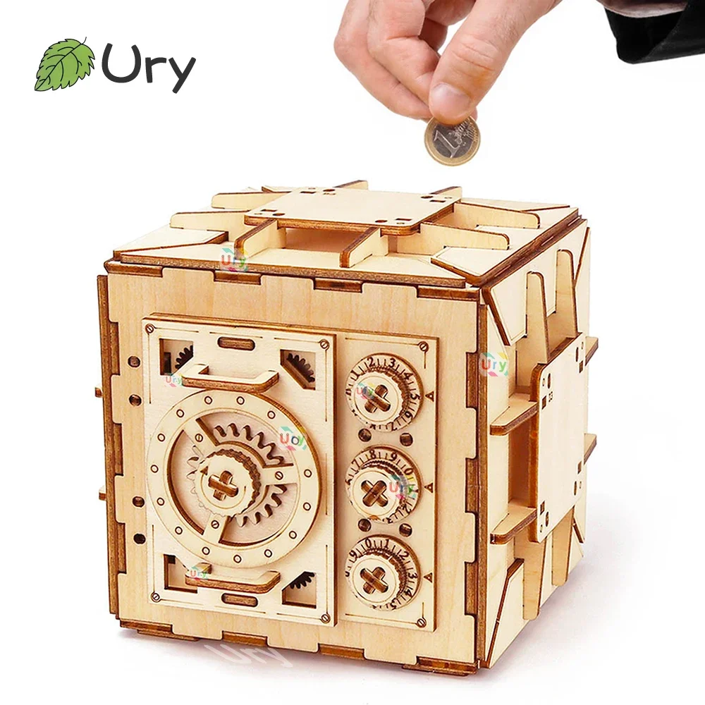 Kids Education Money - URY-rompecabezas de madera 3D con contraseña,