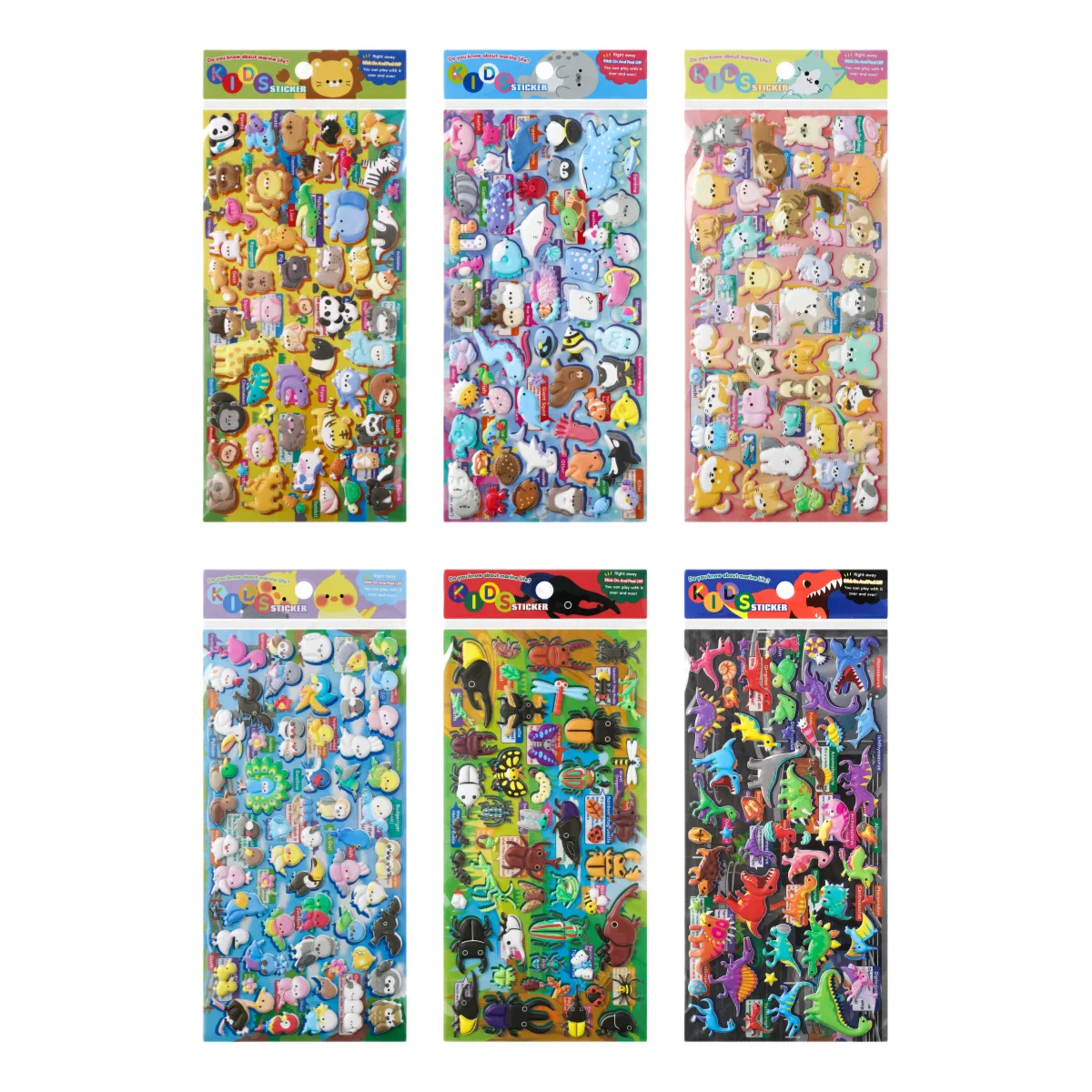 Kids Education Charts - Etiquetas Adhesivas 3D Kawaii de Animales
