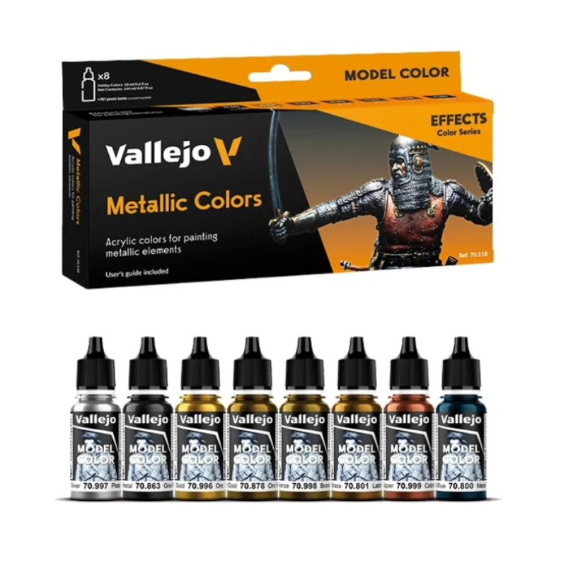 Tamiya Model Paint Set - Vallejo 70118 Juego de Pinturas Metálicas