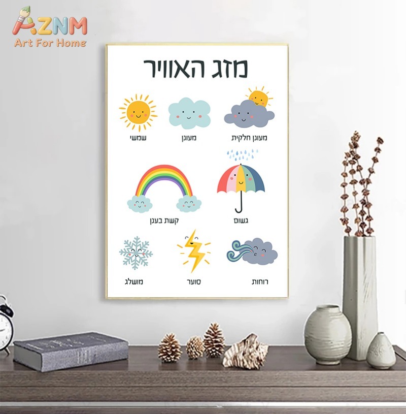 AZNM Lienzo educativo hebreo p - Kids Education Charts reseña y precio